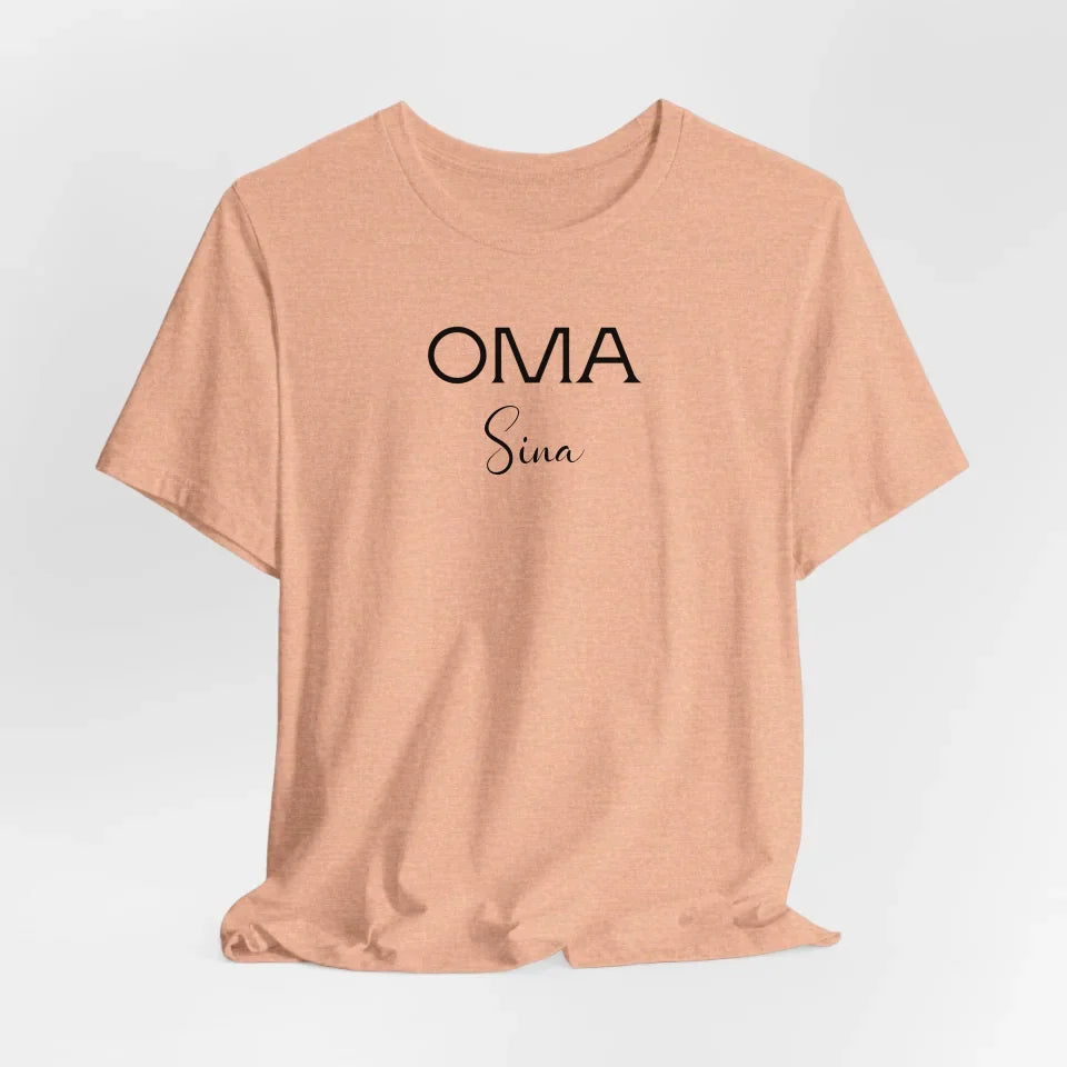 Printify Personalisierbares Oma T-Shirt mit Namen T-Shirt Oma Design 3 Heather Peach