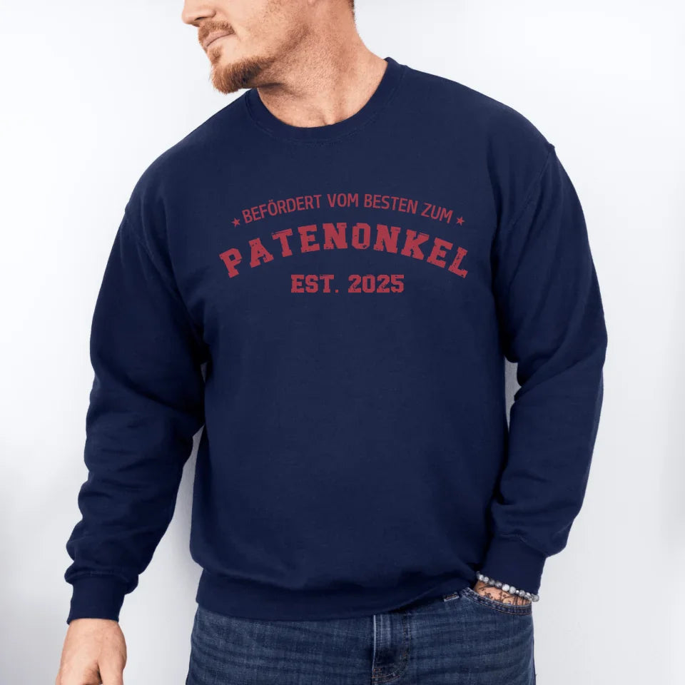 Printify 1Personalisierbares Sweatshirt befördert zum Patenonkel Sweatshirt befördert zum Patenonkel Navy