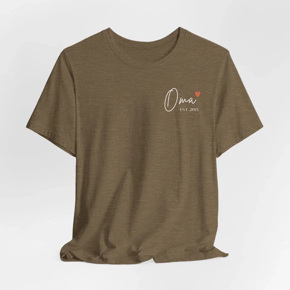 Printify Oma T-Shirt personalisiert mit Datum T-Shirt Oma Design 1 Heather Olive