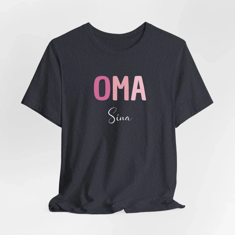 Printify Lila Oma T-Shirt mit Namen personalisiert T-Shirt Oma Design 5 Heather Navy