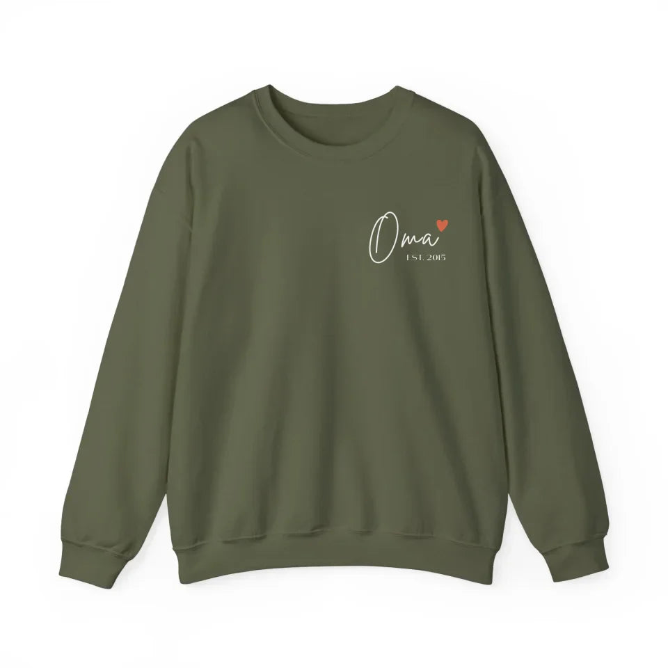 Printify Sweatshirt Oma mit Datum Sweatshirt Oma Design 1 Military Green