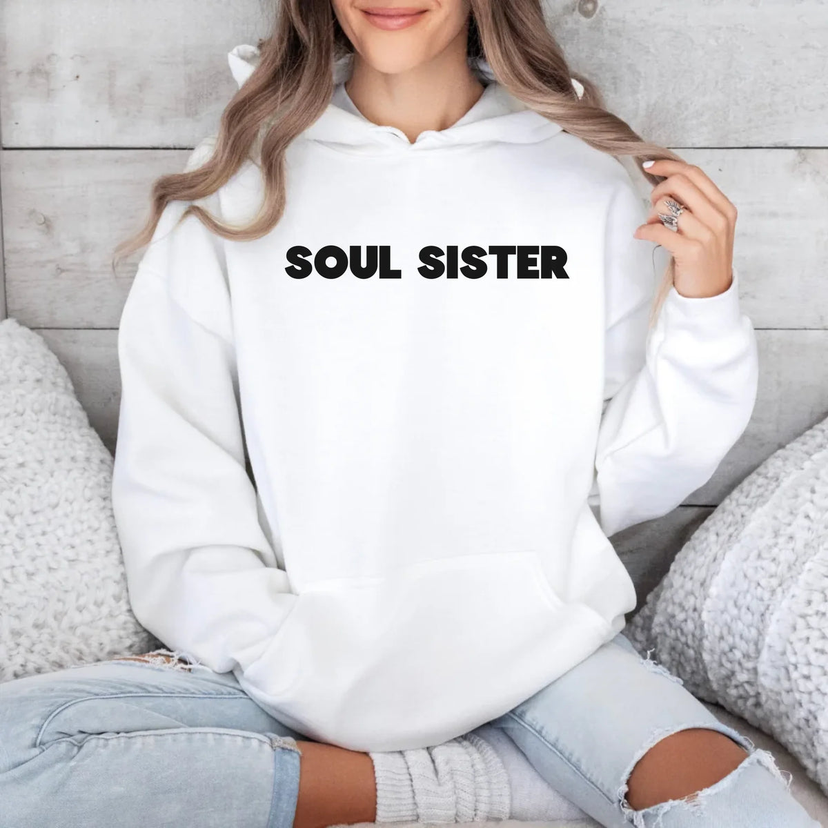 Printify Hoodie Bestie Soulsister Hoodie Bestie 4 White personalisiert