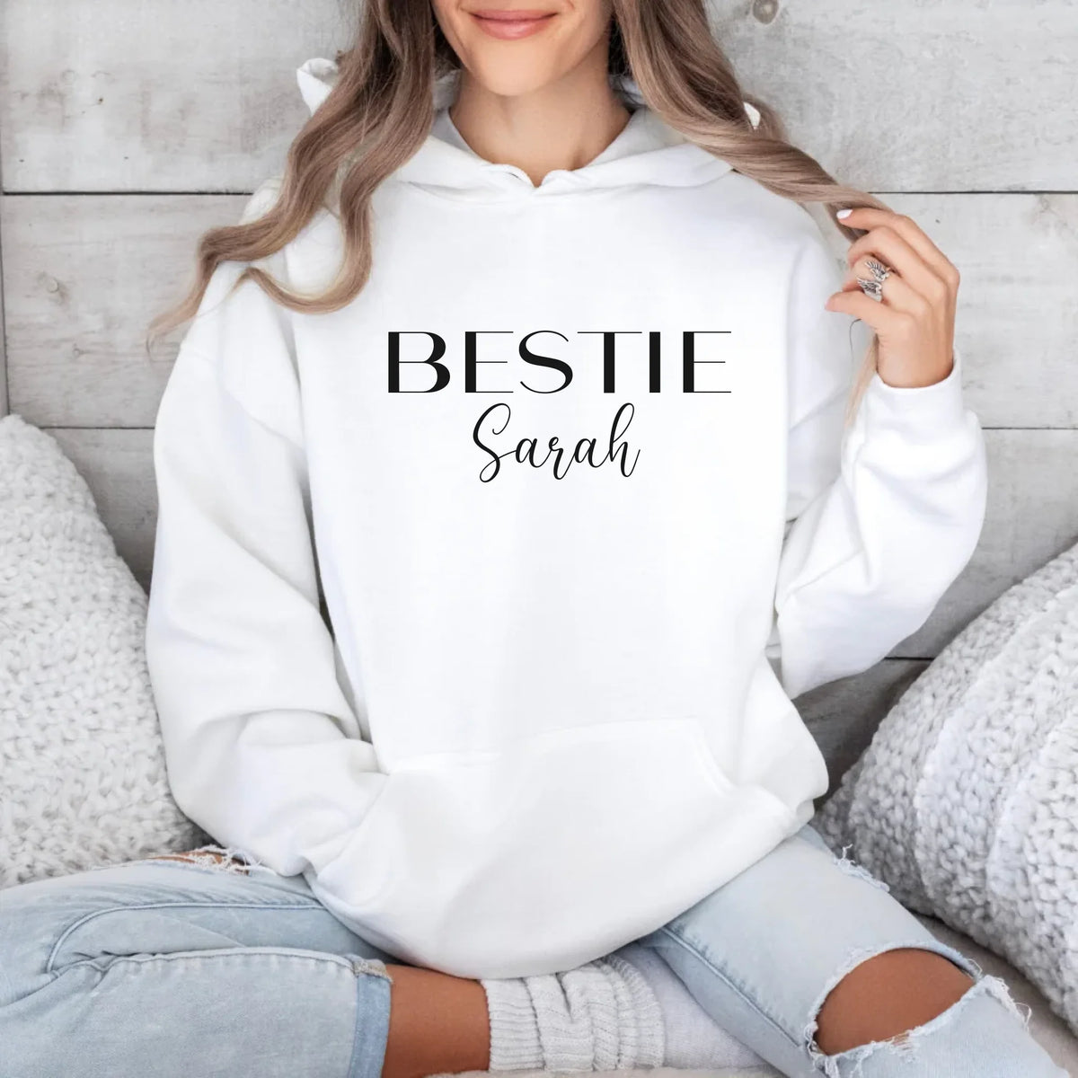 mamagibt Hoodie Bestie your name Hoodie Bestie 2 White personalisiert