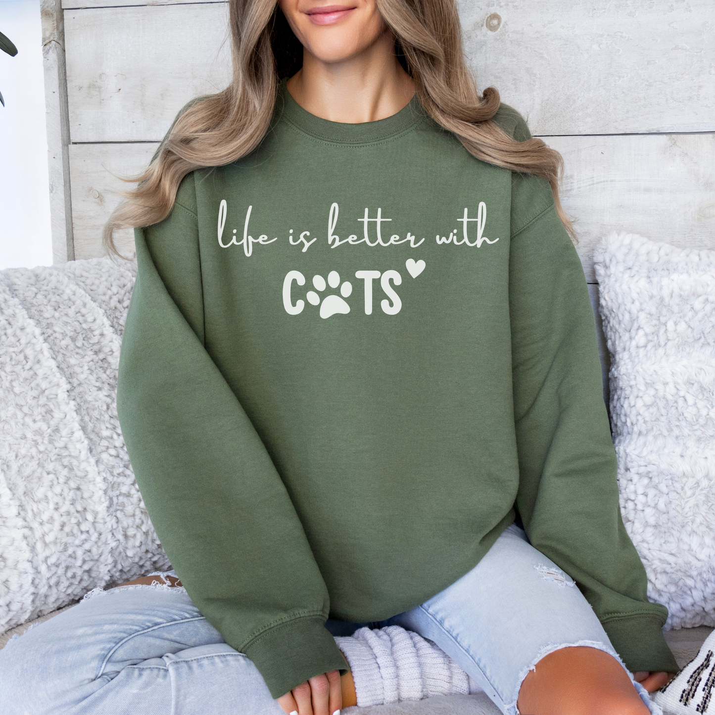 Sweatshirt Haustier life is better with cats - mamagibt - - #tag1# - #tag2#