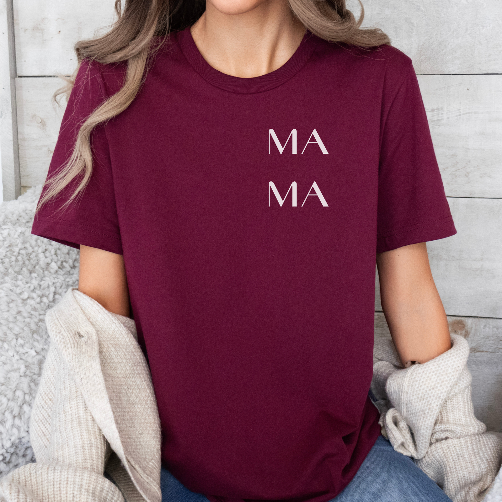 mamagibt Mama T-Shirt MA-MA Vibes Maroon
