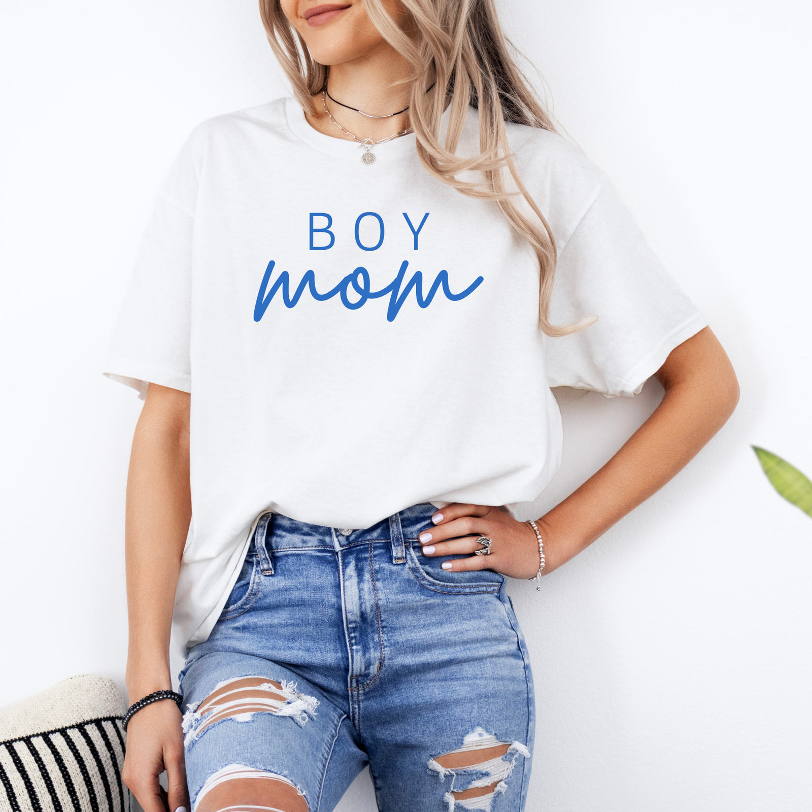 mamagibt Mama T-Shirt Boy Mom White