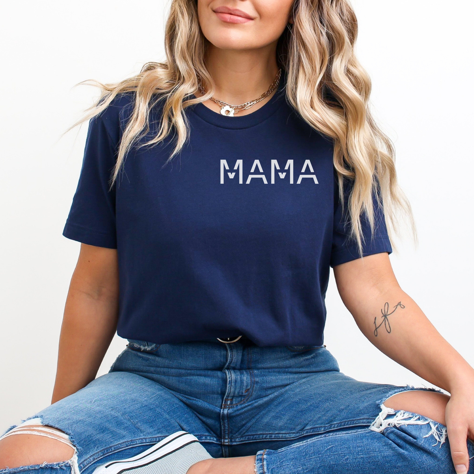 mamagibt T-Shirt mit Mama Aufdruck Navy
