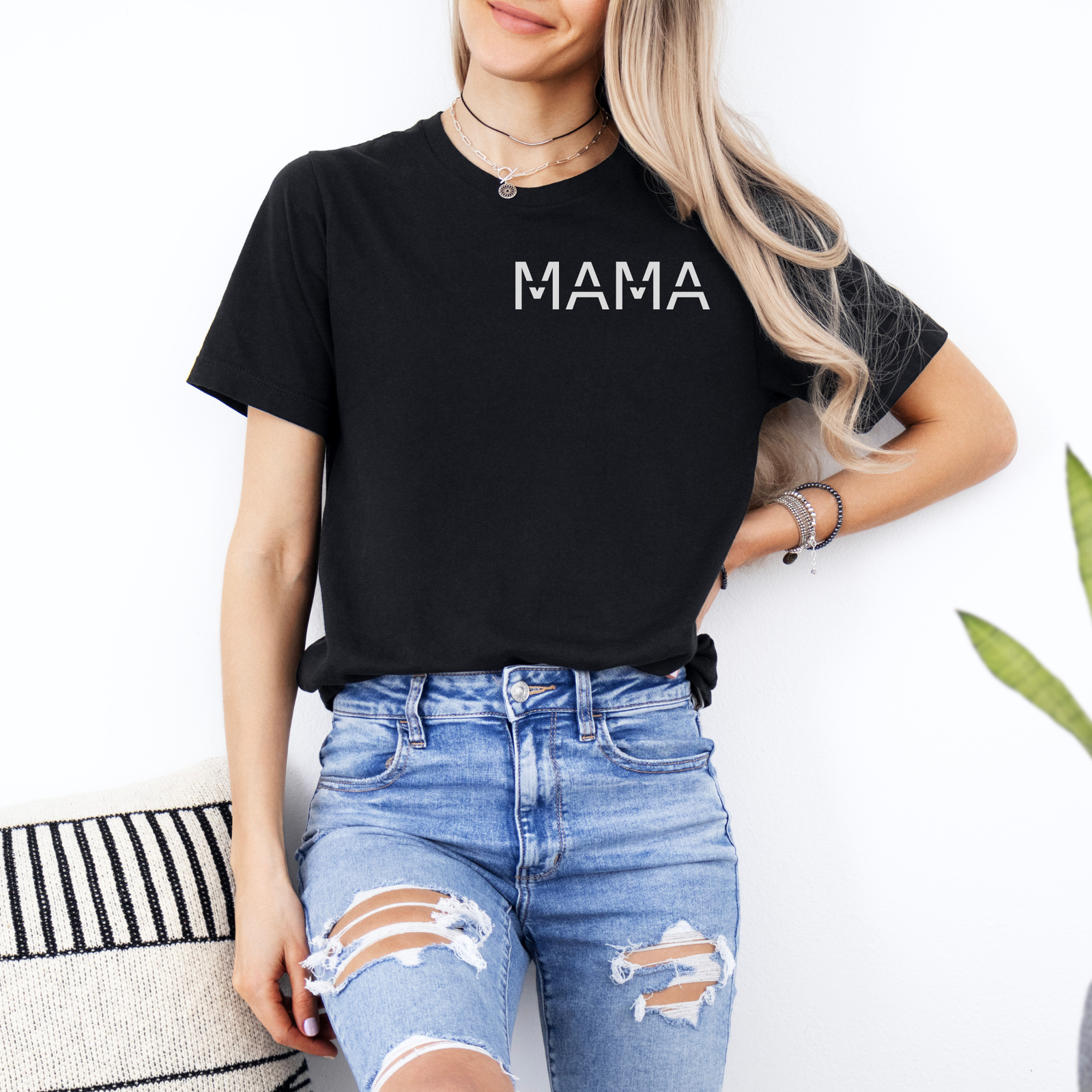 mamagibt T-Shirt mit Mama Aufdruck Black