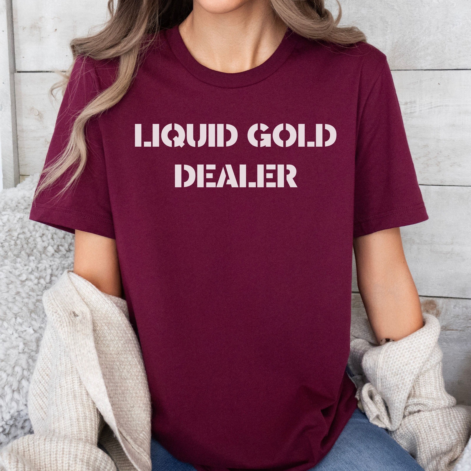 mamagibt Mama T-Shirt Liquid Gold Maroon