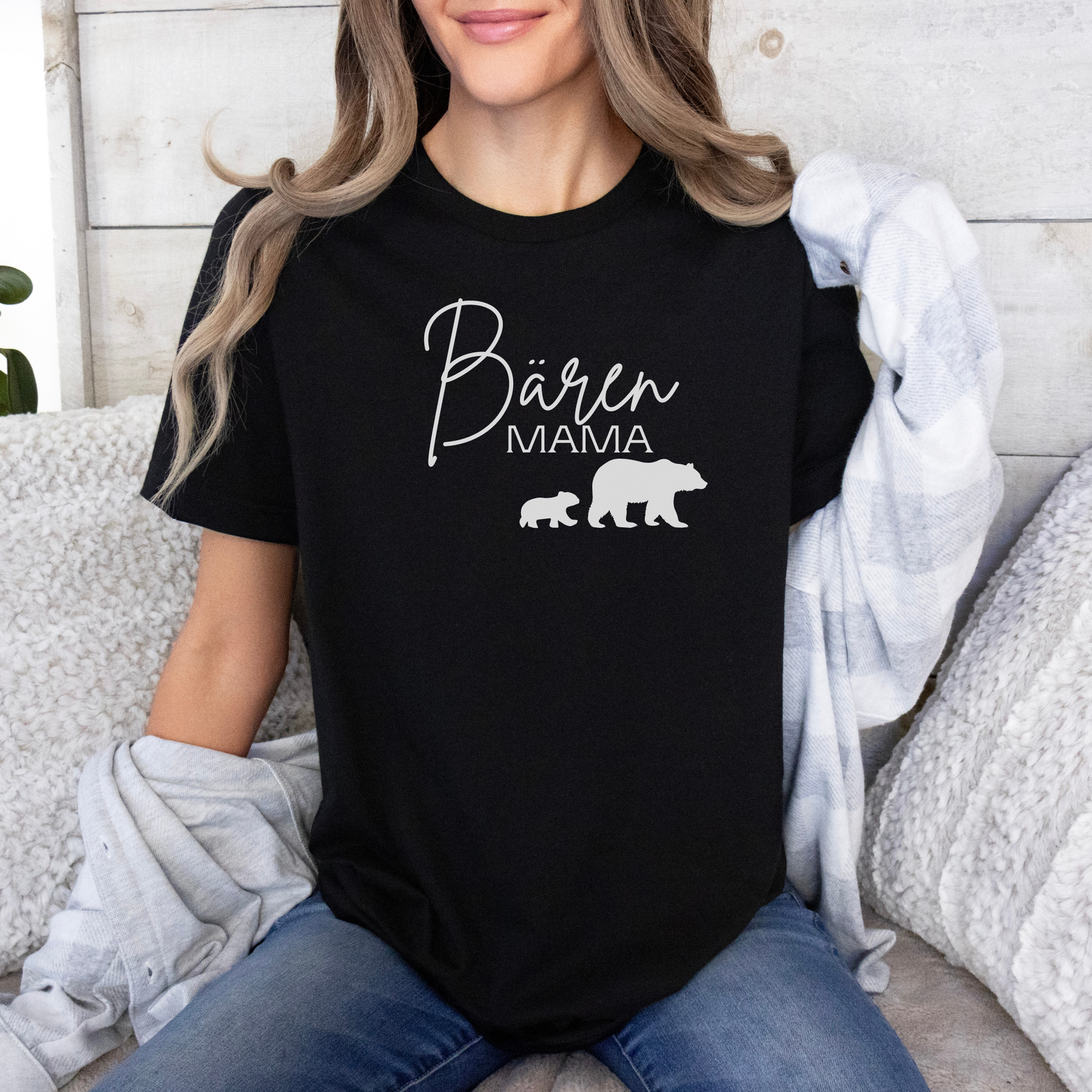 mamagibt T-Shirt Bären Mama mit Motiv Black