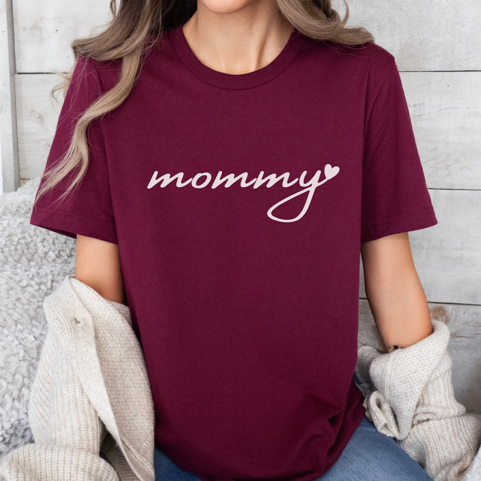 mamagibt Mama T-Shirt Mommy heart Maroon