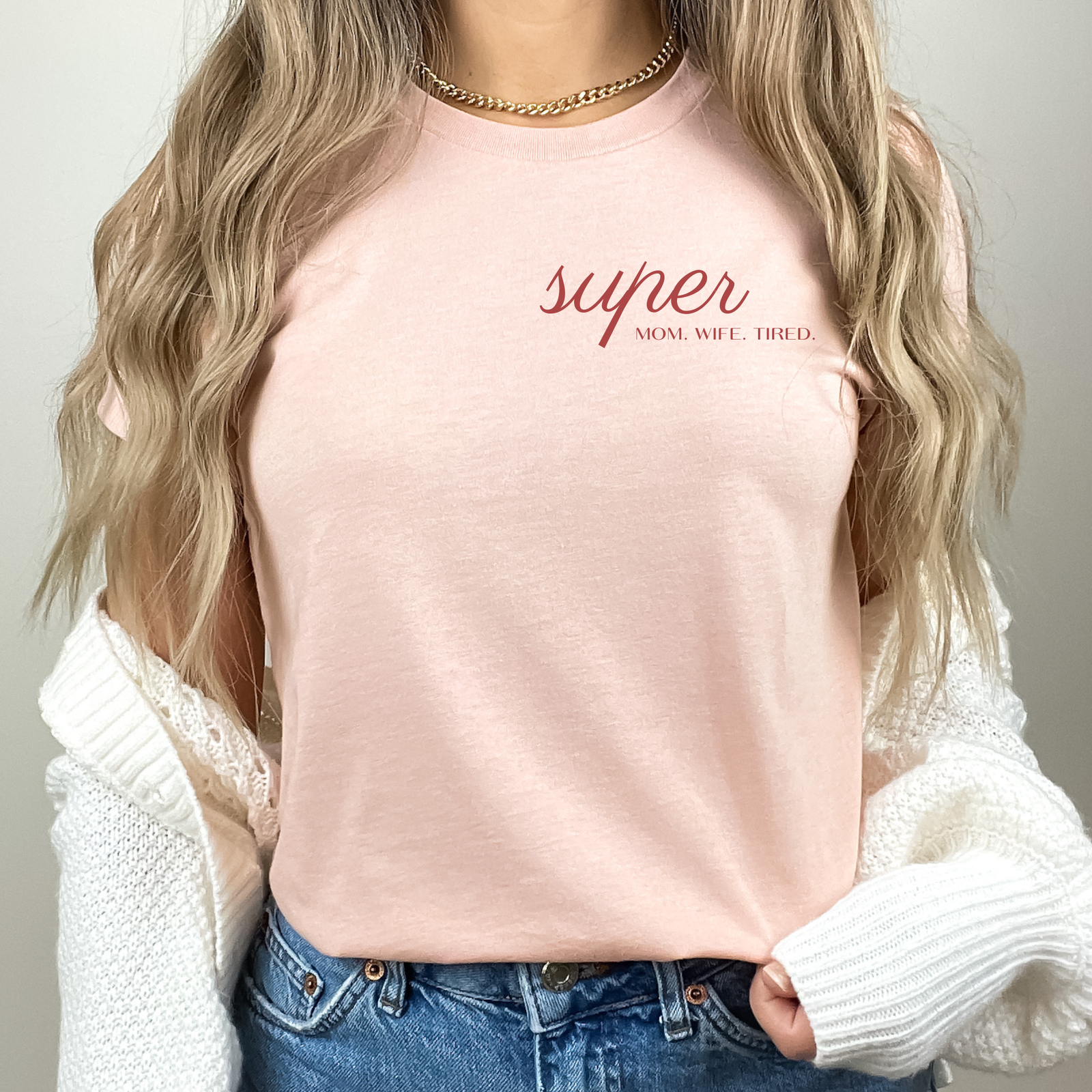 mamagibt Mama T-Shirt super mom-wife-tired Heather Peach