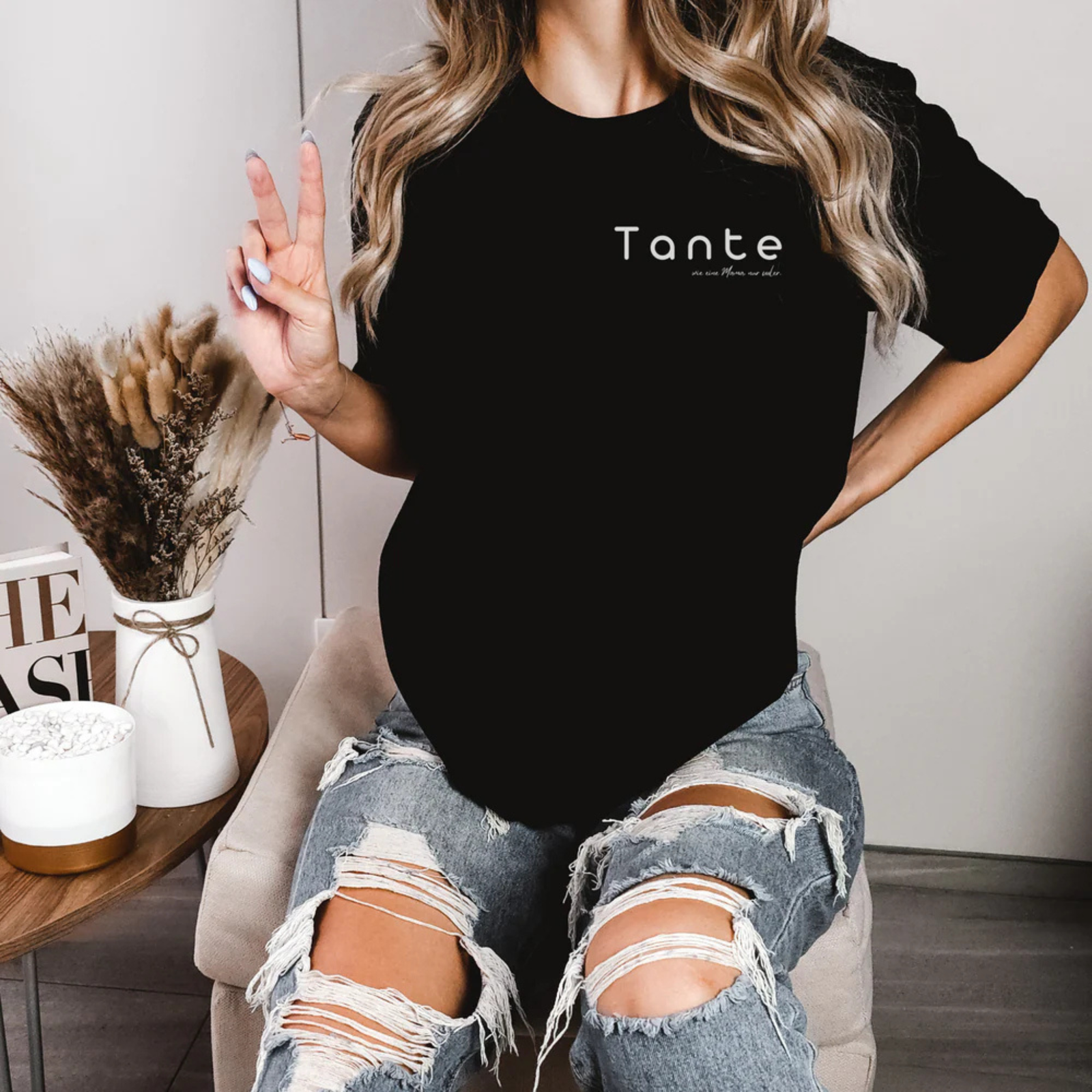 mamagibt T-Shirt Tante cooler als Mama Black