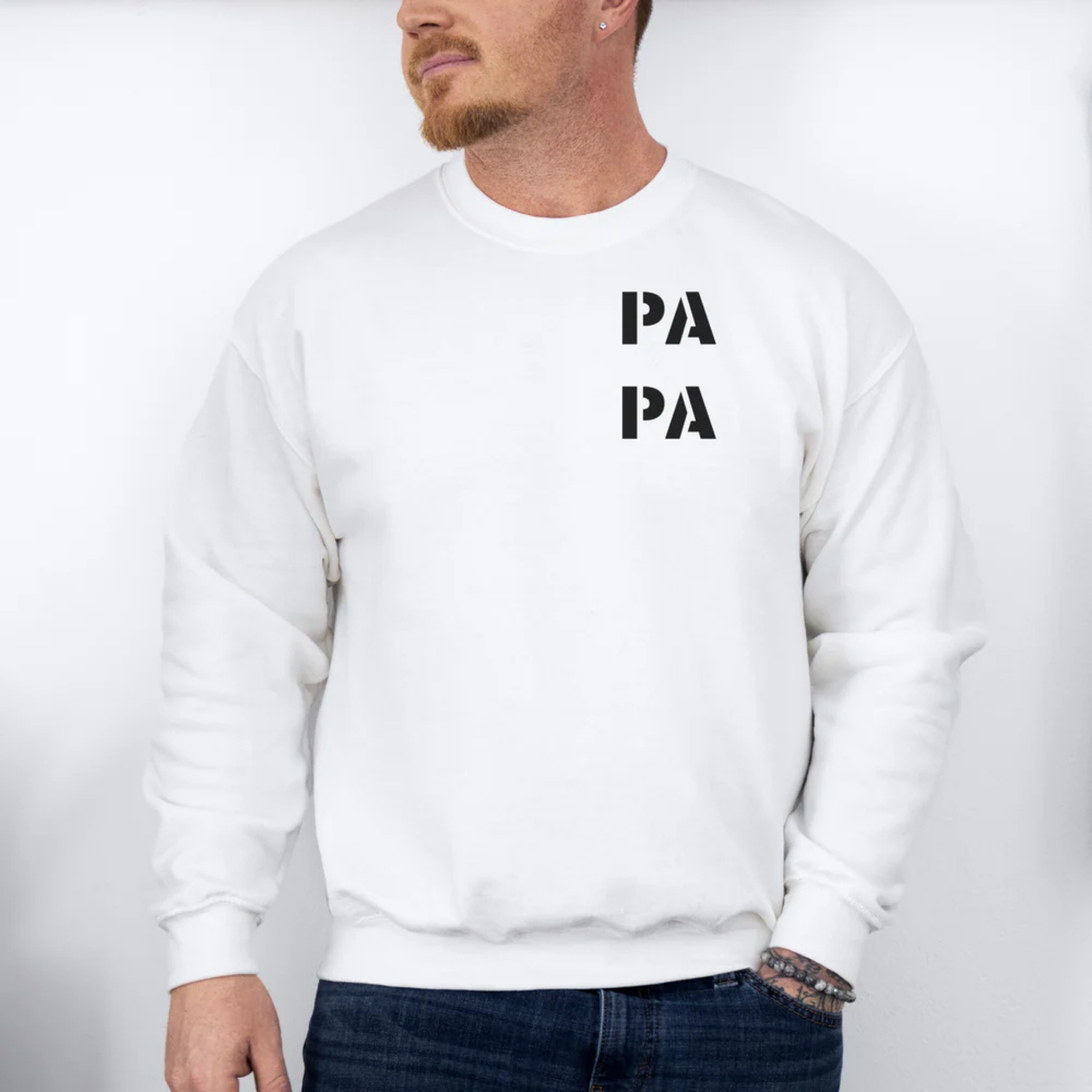 mamagibt Papa Sweatshirt PA-PA Vibes White