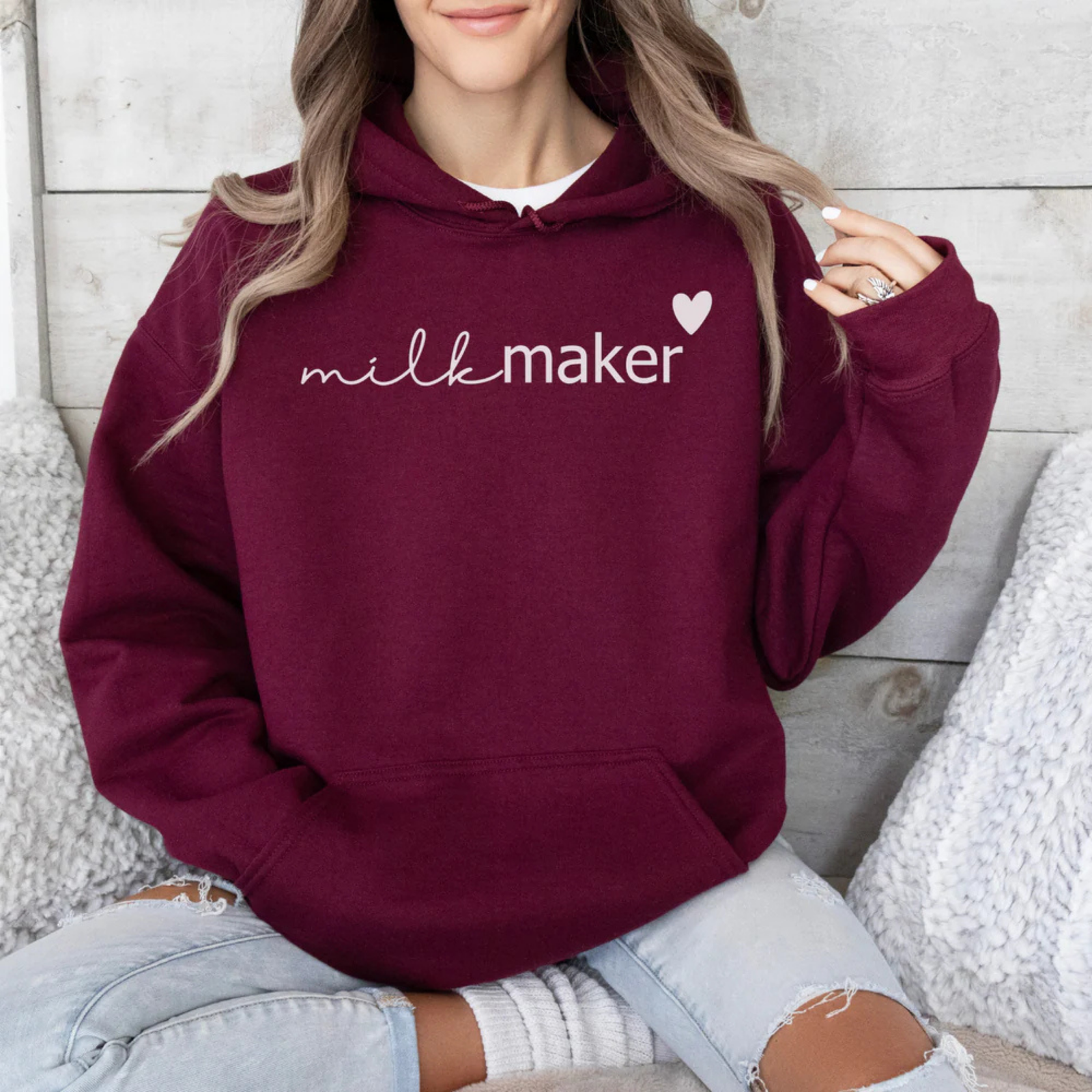 mamagibt Mama Hoodie Milkmaker Maroon