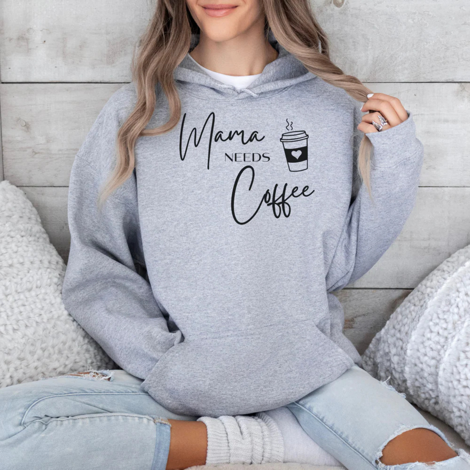 mamagibt Hoodie Mama needs Coffee Sport Grey