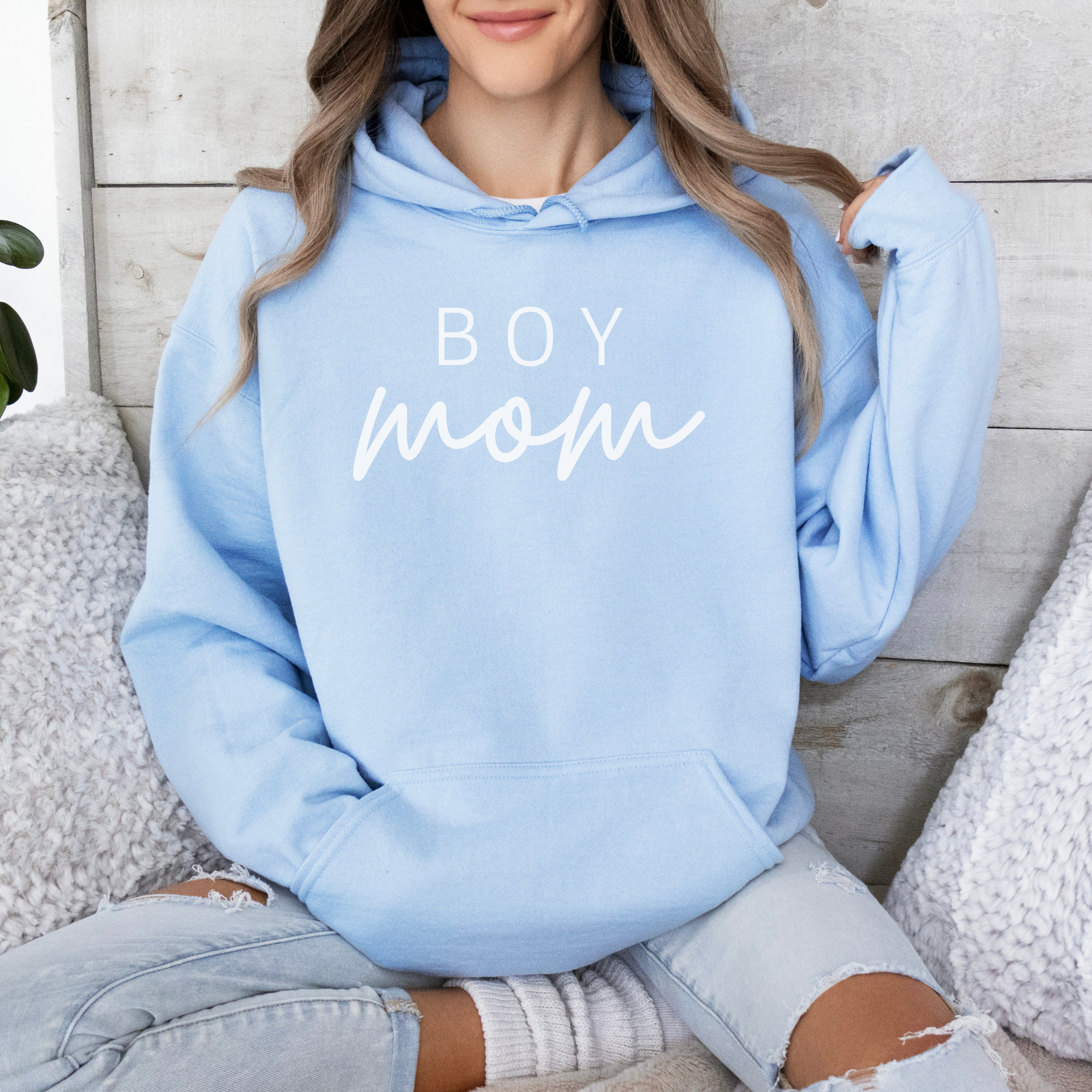 mamagibt Mama Hoodie cool Boy Mom Light Blue