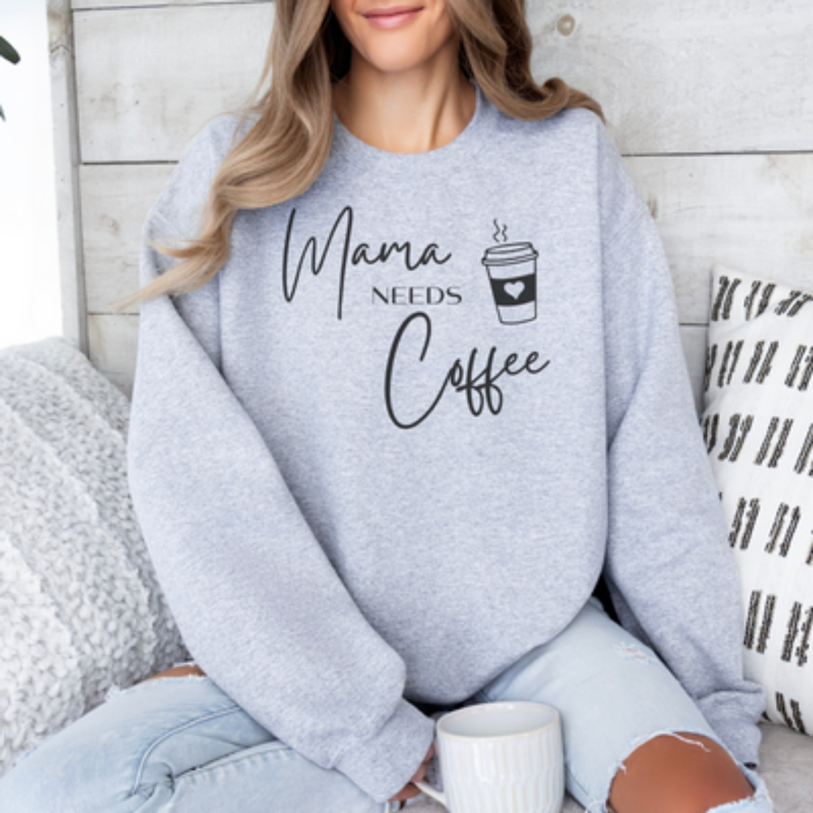 mamagibt Sweatshirt Mama needs Coffee Sport Grey