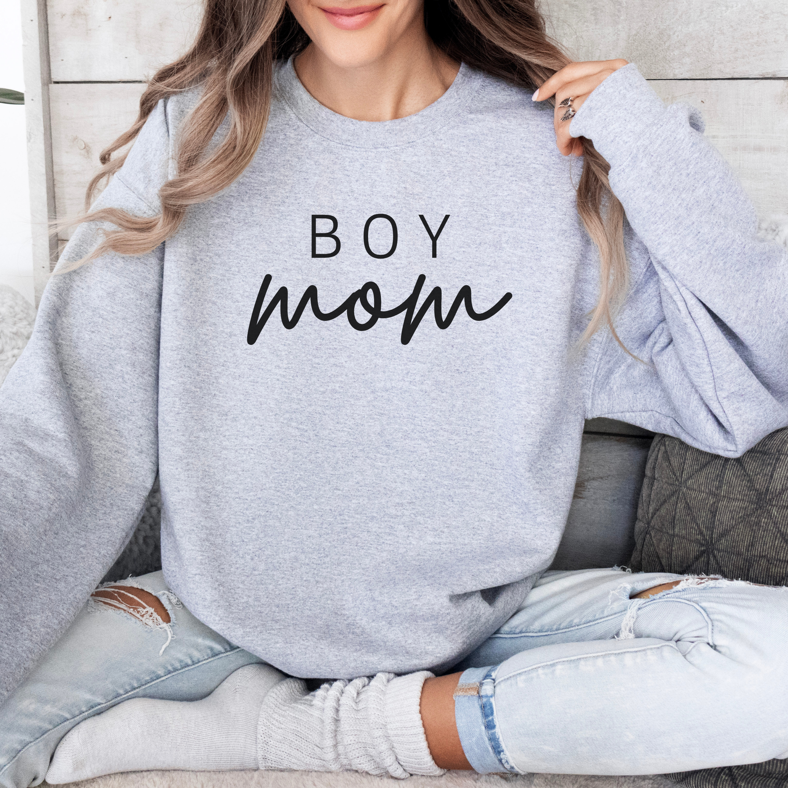 mamagibt Mama Sweatshirt Boy Mom Ash