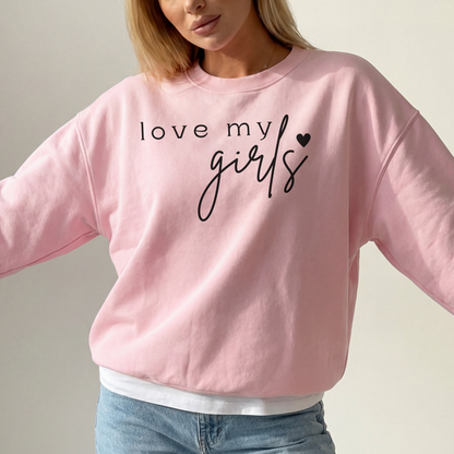 mamagibt Mama Sweatshirt love my girls Light Pink