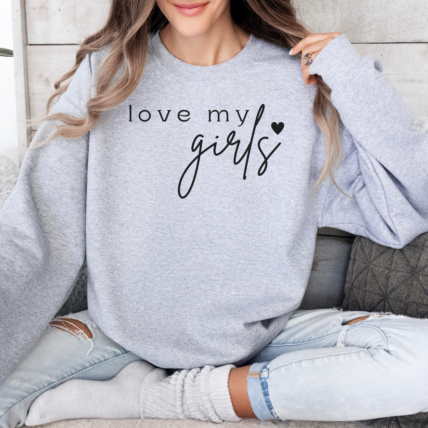 mamagibt Mama Sweatshirt love my girls Ash