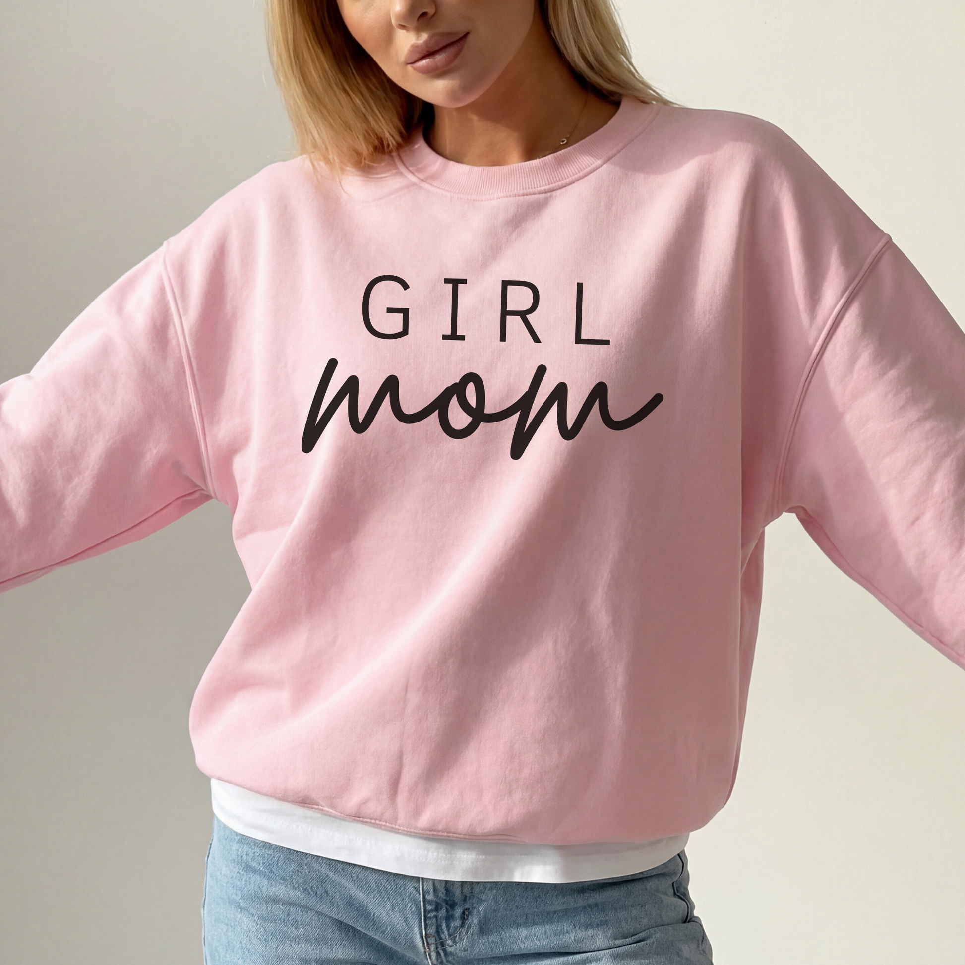 mamagibt Mama Sweatshirts Girl Mom Light Pink