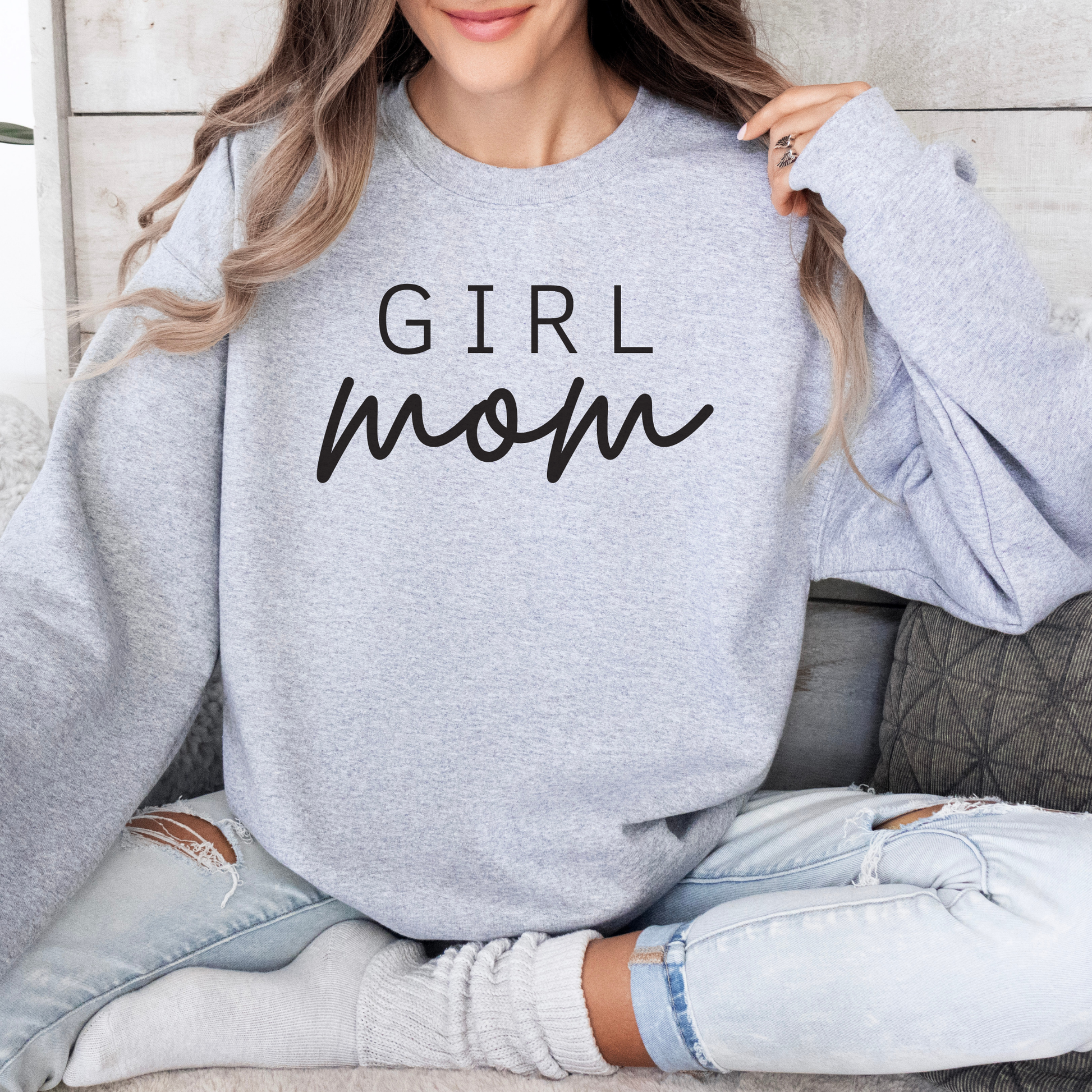 mamagibt Mama Sweatshirts Girl Mom Ash