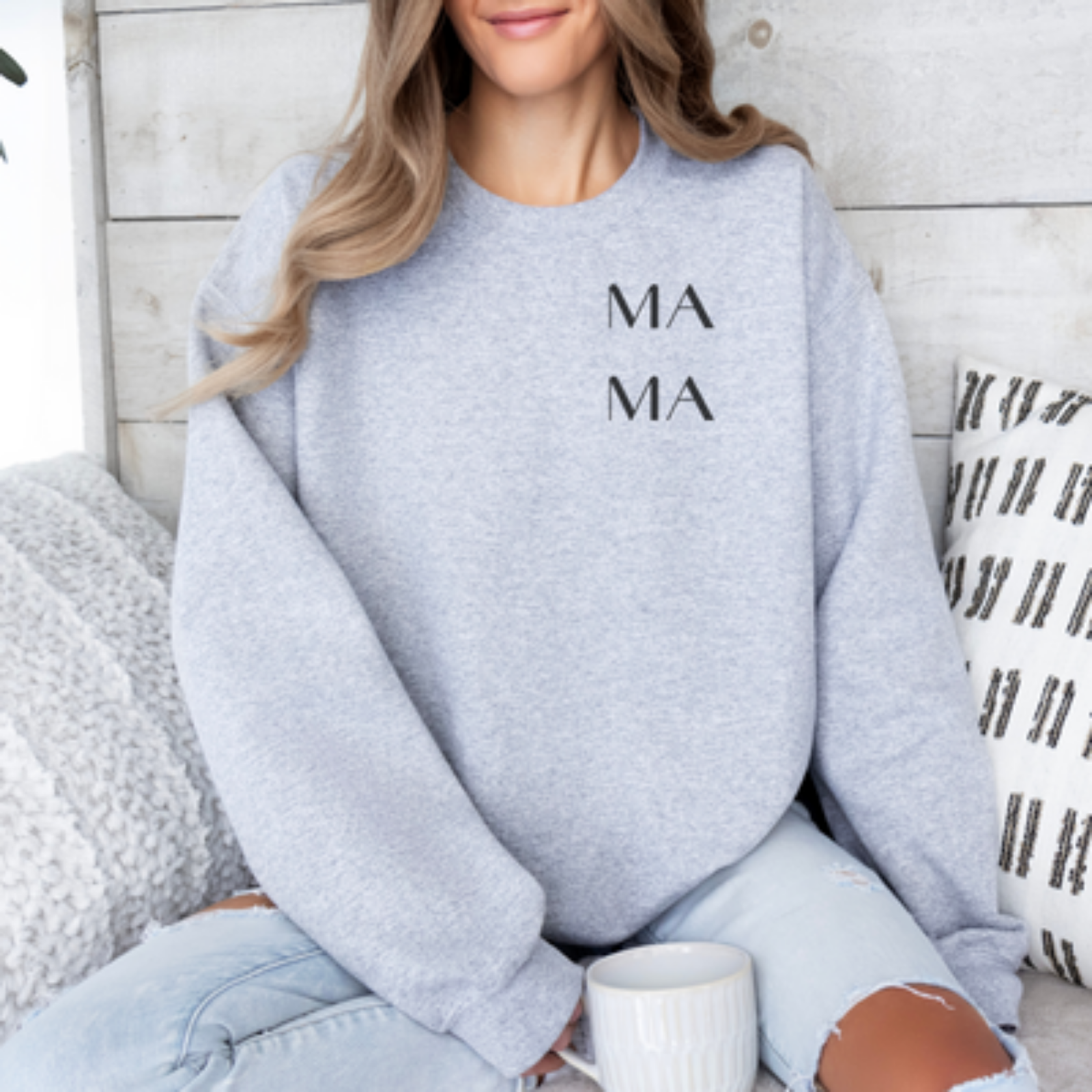 mamagibt Mama Sweatshirt MA-MA Vibes Sport Grey