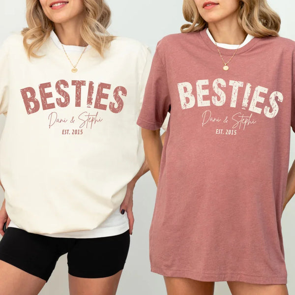 Bestie T-Shirt Personalisierbar mit Namen und Datum