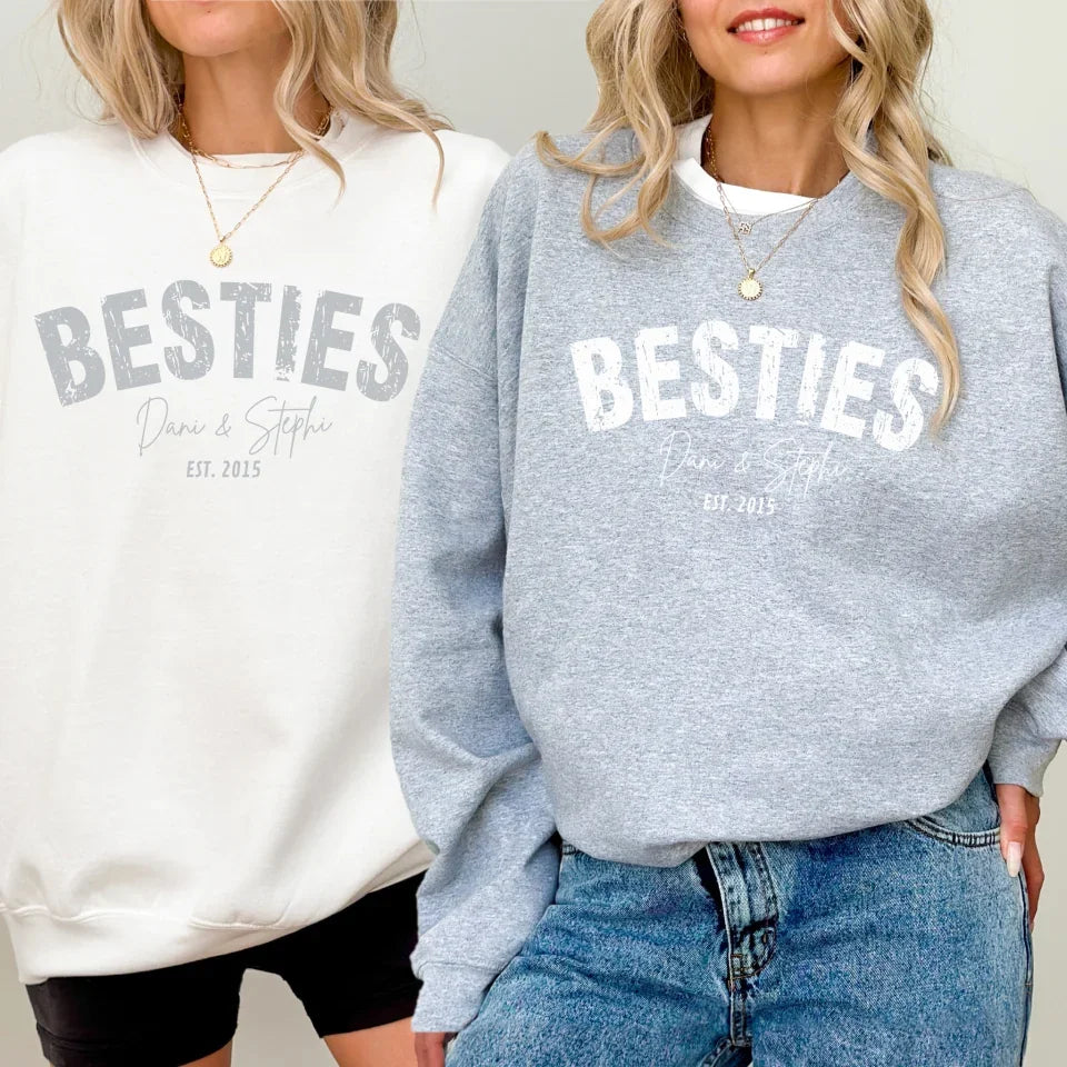 mamagibt Bestie Sweatshirt Personalisierbar mit Namen und Datum