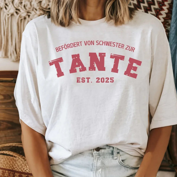 Personalisierbares T-Shirt befördert zur Tante