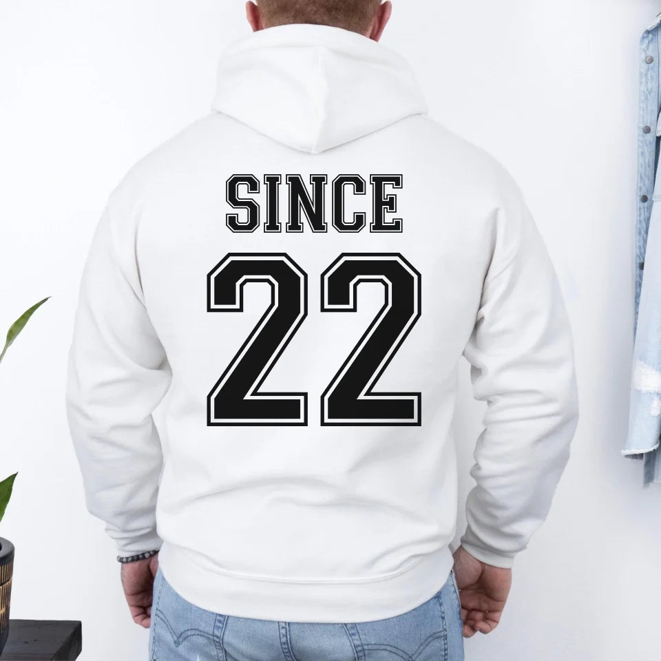 mamagibt Personalisierter Partner Hoodie mit Datum Hubby Hoodie Couple Hubby since White