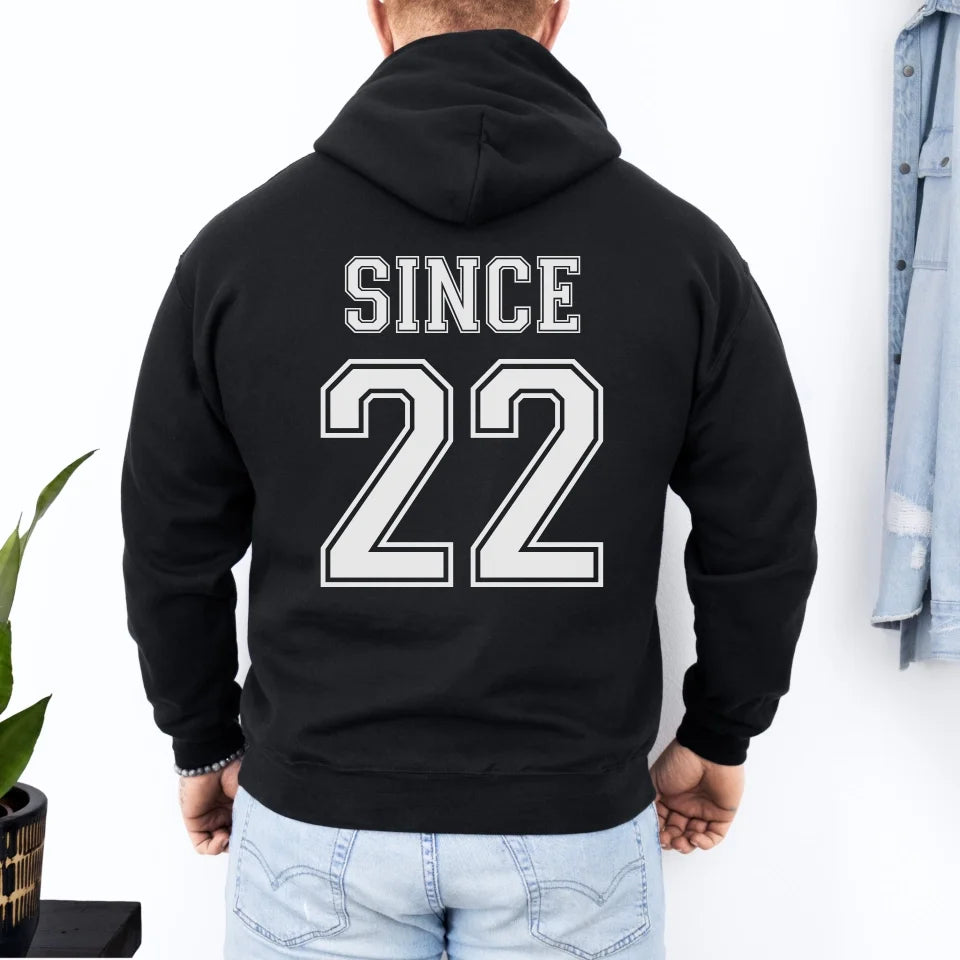mamagibt Personalisierter Partner Hoodie mit Datum Hubby Hoodie Couple Hubby since Black