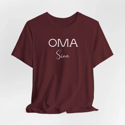 Printify Personalisierbares Oma T-Shirt mit Namen T-Shirt Oma Design 3 Maroon