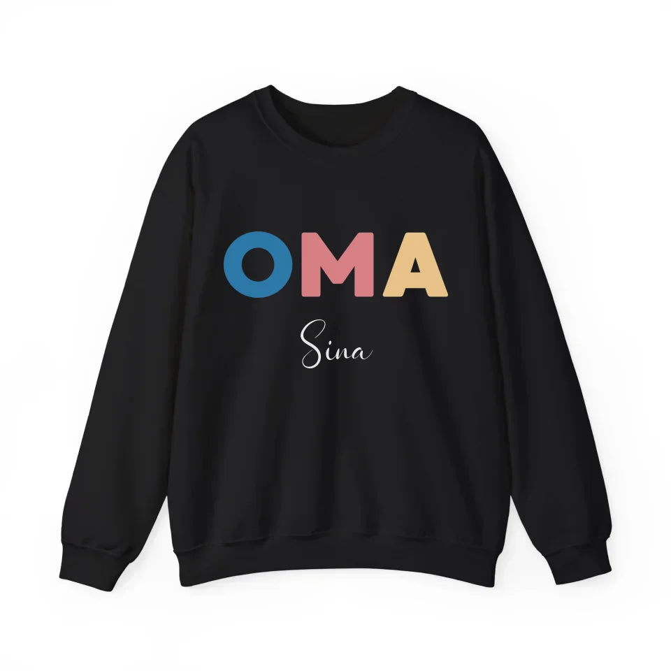 Printify Buntes Oma Sweatshirt mit Namen personalisiert Sweatshirt Oma Design 9 Black