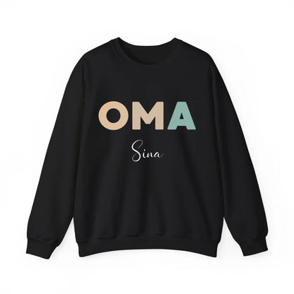 Printify Neutrales Oma Sweatshirt personalisiert mit Namen Sweatshirt Oma Design 8 Black