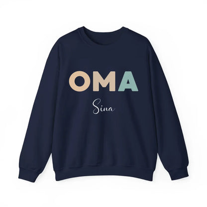 Printify Neutrales Oma Sweatshirt personalisiert mit Namen Sweatshirt Oma Design 8 Navy