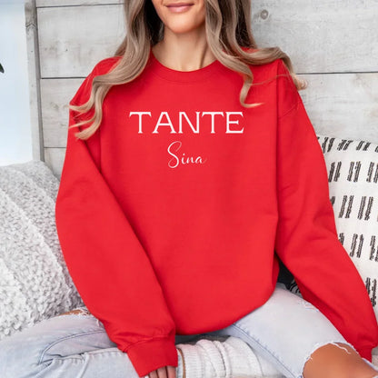 Printify Personalisierter Pullover Tante mit Namen Sweatshirt Tante Design 5 Red