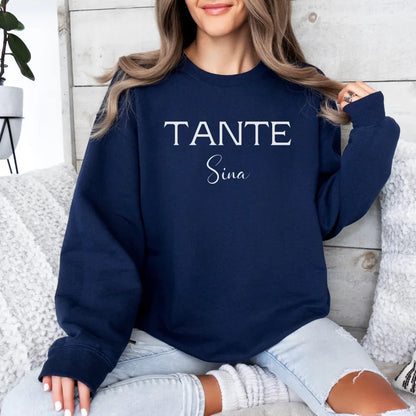 Printify Personalisierter Pullover Tante mit Namen Sweatshirt Tante Design 5 Navy