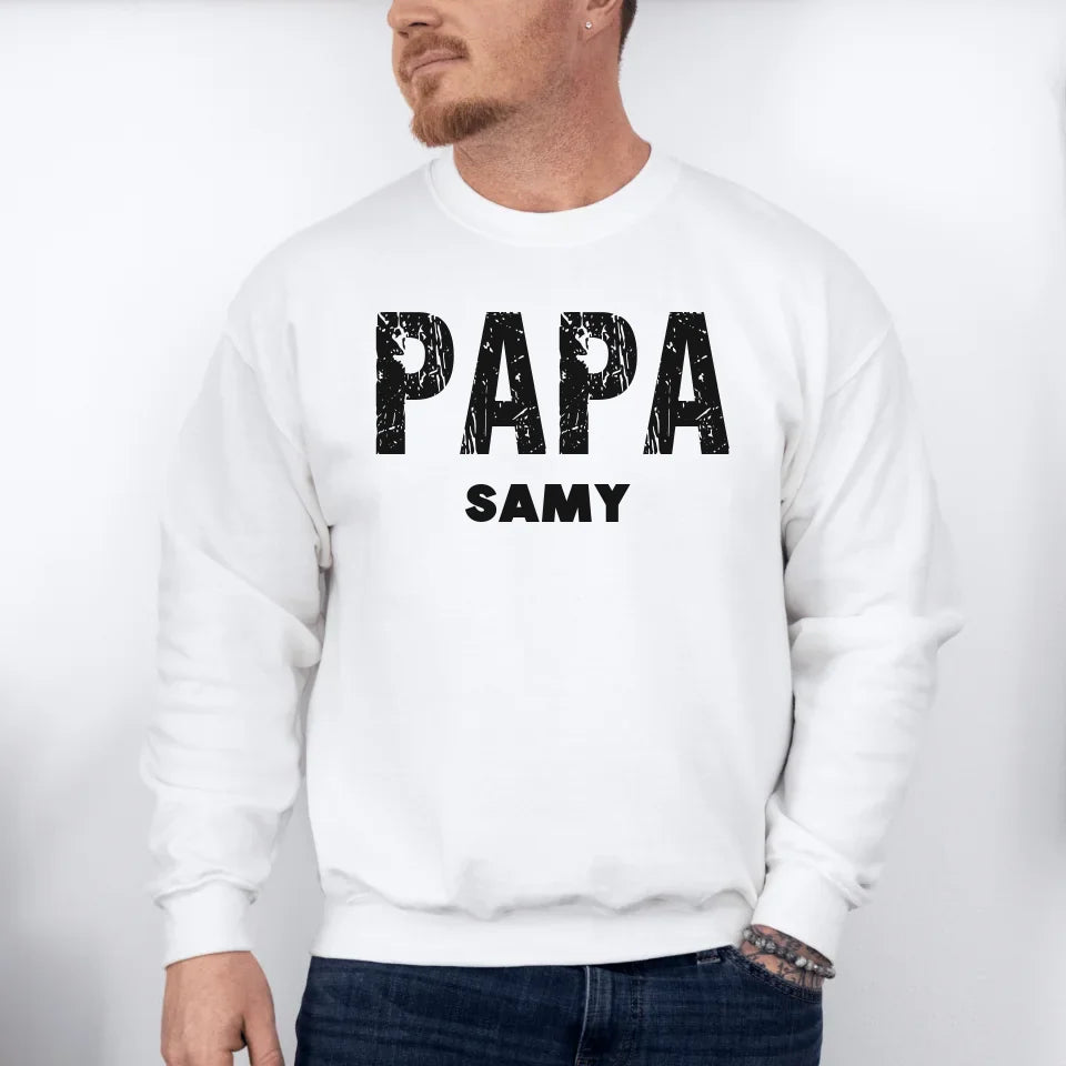 Printify Papa Sweatshirt personalisierbar mit Namen Papa Sweatshirt Design 6 White