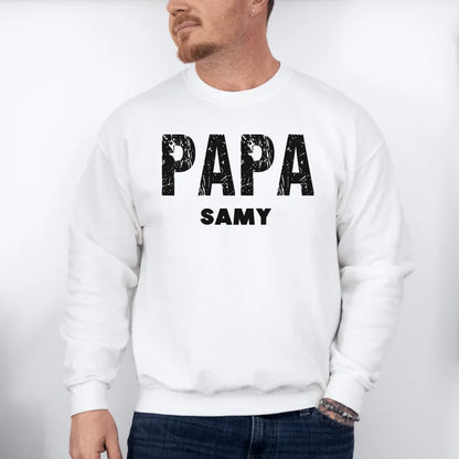 Printify Papa Sweatshirt personalisierbar mit Namen Papa Sweatshirt Design 6 White