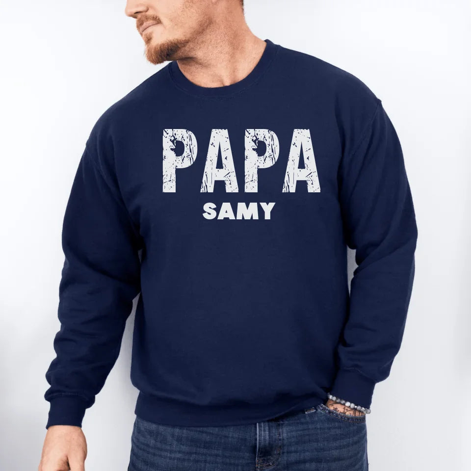 Printify Papa Sweatshirt personalisierbar mit Namen Papa Sweatshirt Design 6 Navy
