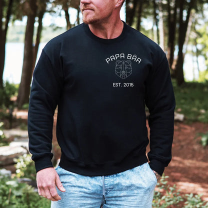 Printify Personalisierbares Sweatshirt Papa Bär Papa Sweatshirt Design 5 Black