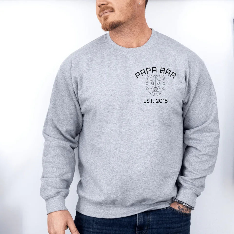 Printify Personalisierbares Sweatshirt Papa Bär Papa Sweatshirt Design 5 Sport Grey