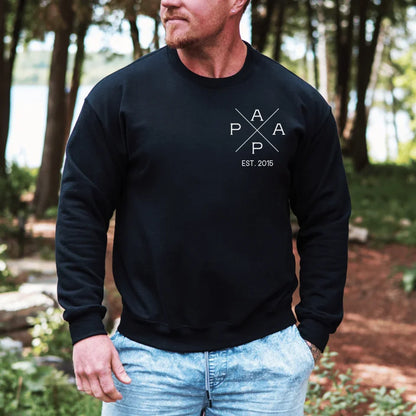 Printify Personalisierbares Papa Sweatshirt mit Datum Papa Sweatshirt Design 3 Black