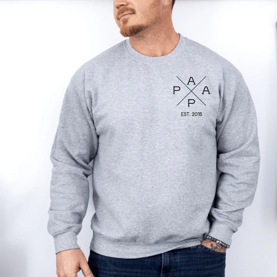 Printify Personalisierbares Papa Sweatshirt mit Datum Papa Sweatshirt Design 3 Sport Grey