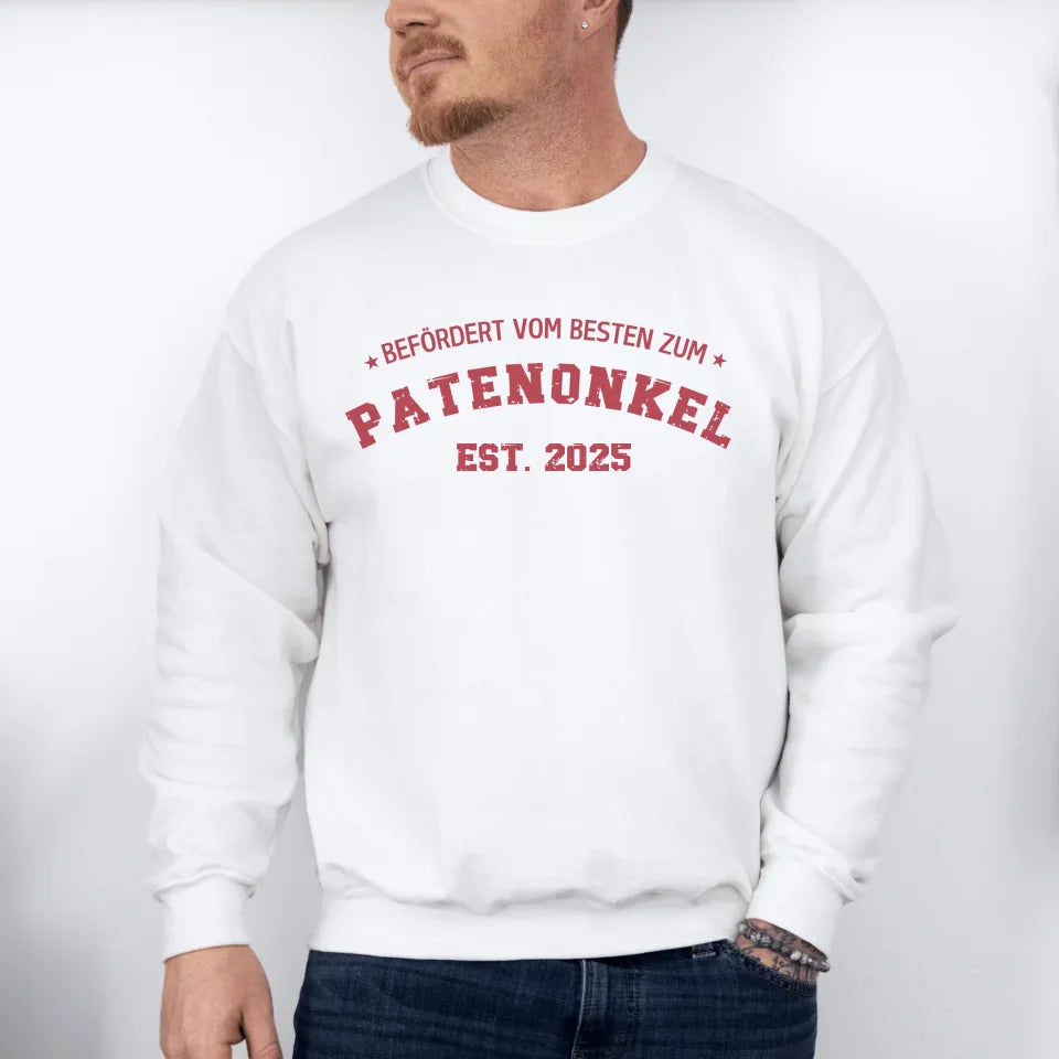 Printify 1Personalisierbares Sweatshirt befördert zum Patenonkel Sweatshirt befördert zum Patenonkel White
