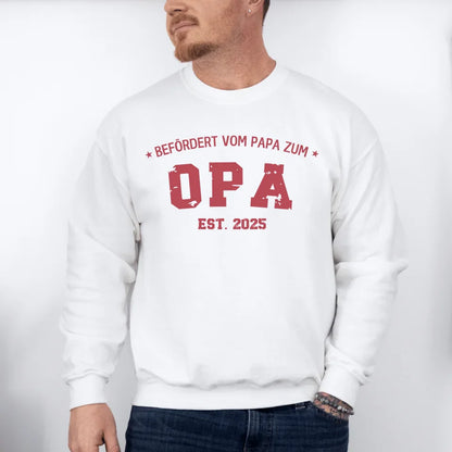 Printify 1Personalisierbares Sweatshirt befördert zum Opa Sweatshirt befördert zum Onkel White