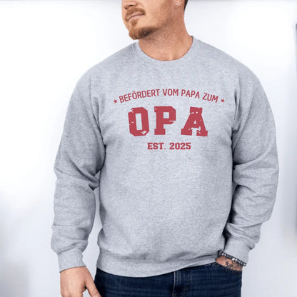 Printify 1Personalisierbares Sweatshirt befördert zum Opa Sweatshirt befördert zum Onkel Sport Grey