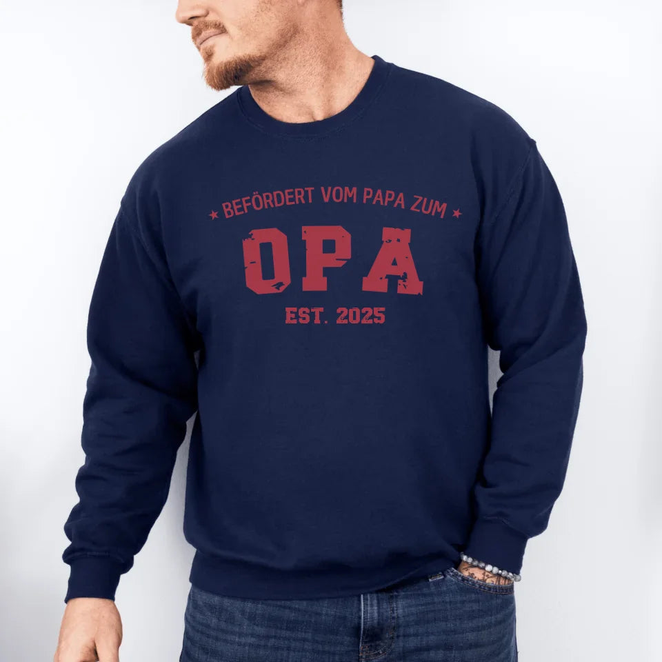 Printify 1Personalisierbares Sweatshirt befördert zum Opa Sweatshirt befördert zum Onkel Navy